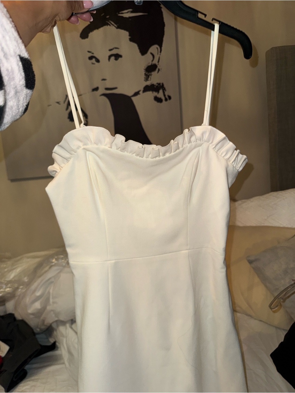 French Connection Cream Ruffled Mini Dress - Picture 3 of 3